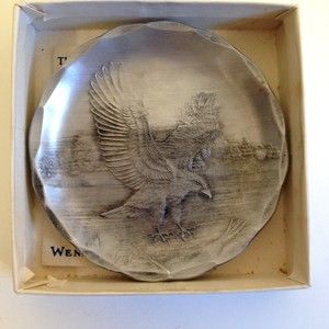 Wendell August Forge Art Hand Hammered Aluminum Eagle Trinket Tray Metalware VTG